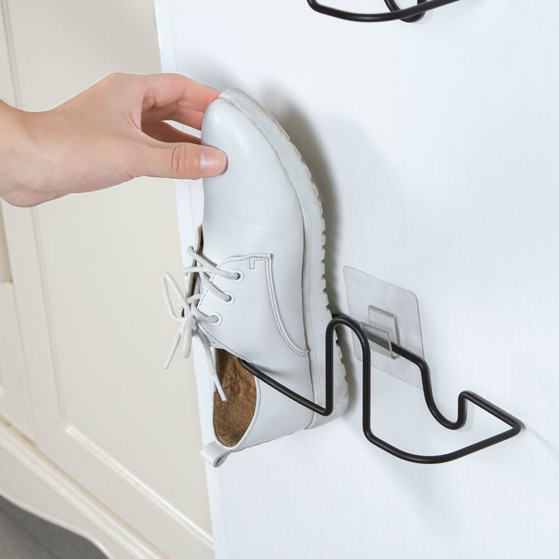 Adhesive wall shoe rack