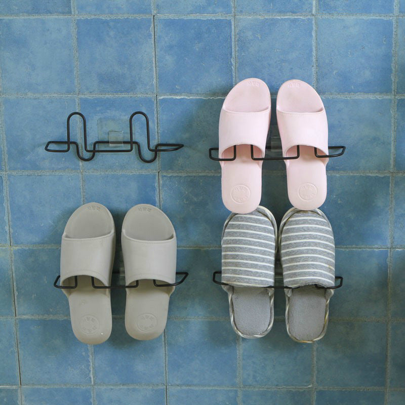Adhesive wall shoe rack